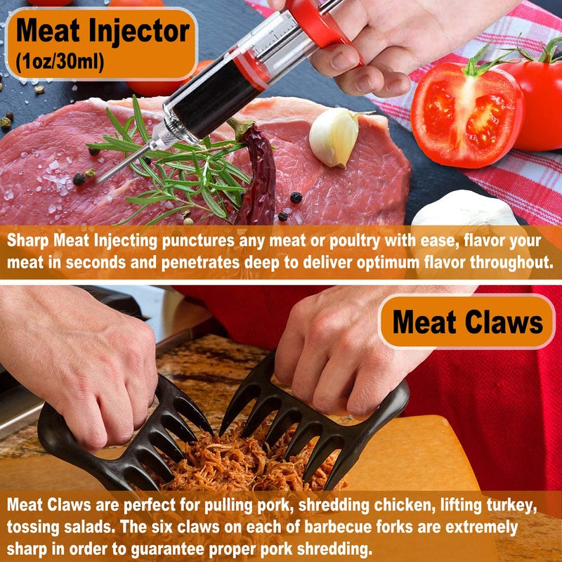 POLIGO 26PC Exclusive BBQ Grill Accessories in Aluminum Case for Birthday Christmas Grilling Gifts - Premium Grill Utensils Set with Barbecue Claws, Meat Injector, Thermometer for Smoker, Camping BBQ - Image 4